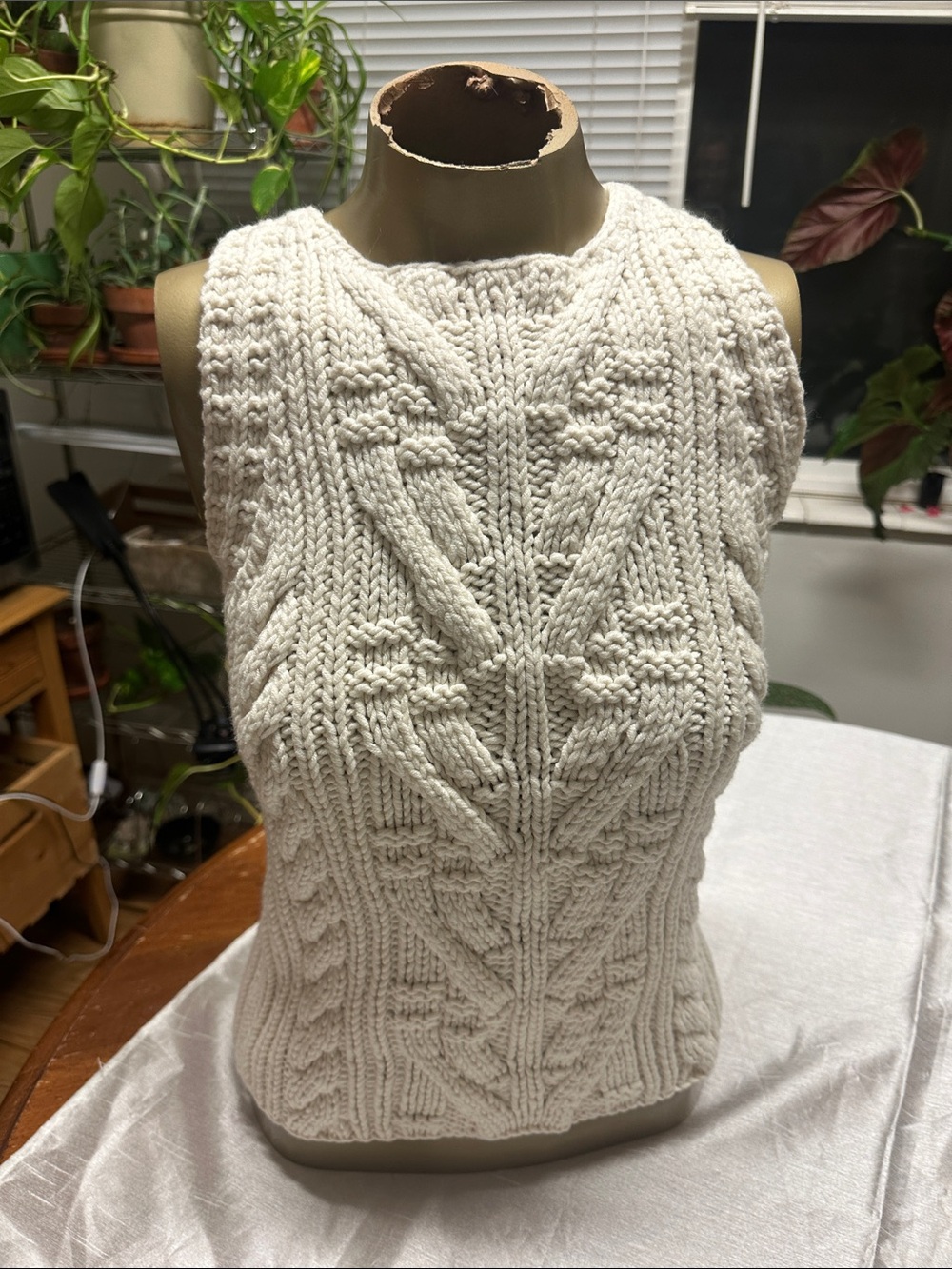 The Limited Cream Cable Knit V-Neck Sweater Vest